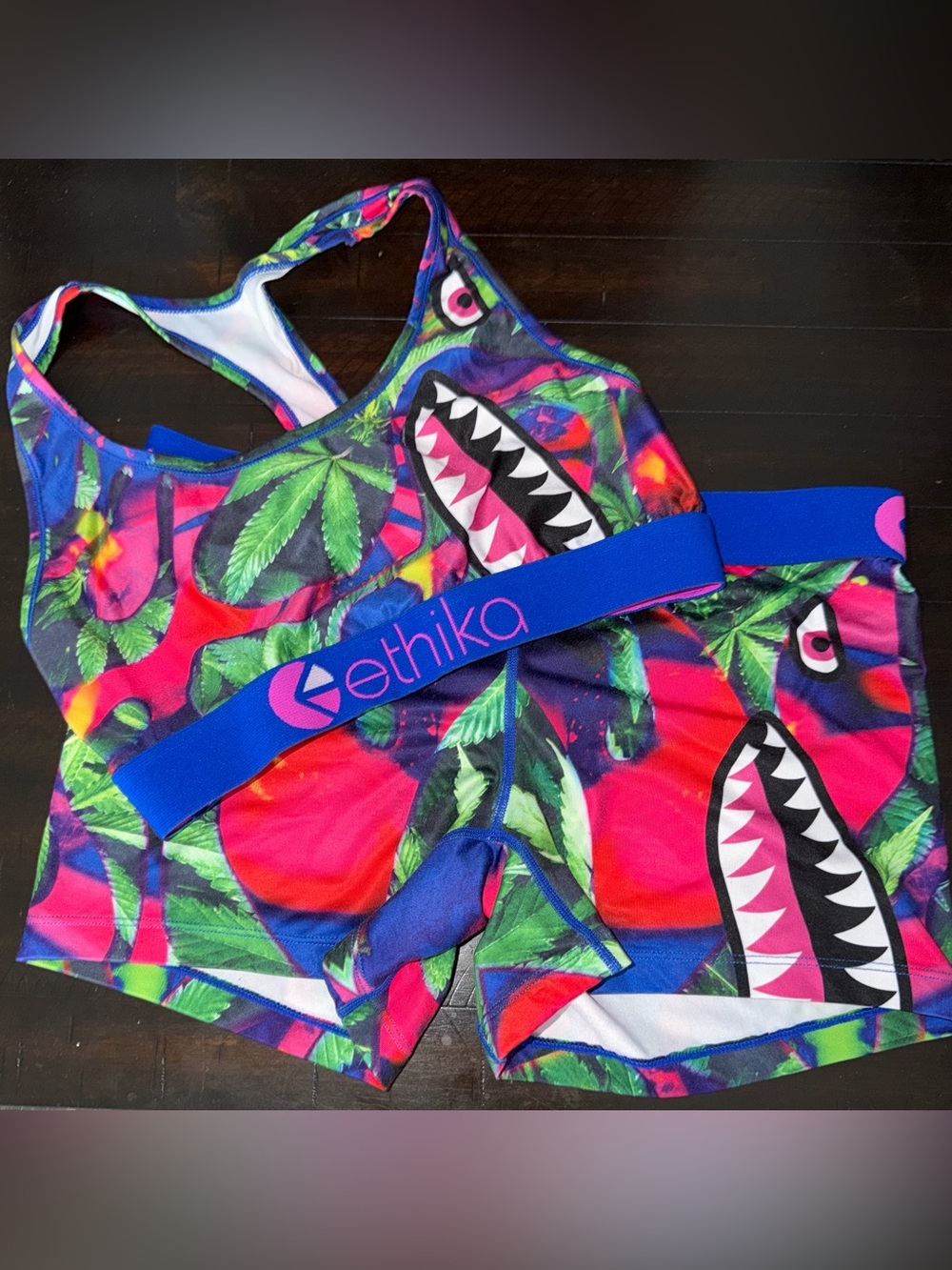 ethika Neon Shark & Leaf Active Set - Pink, Green, Blue